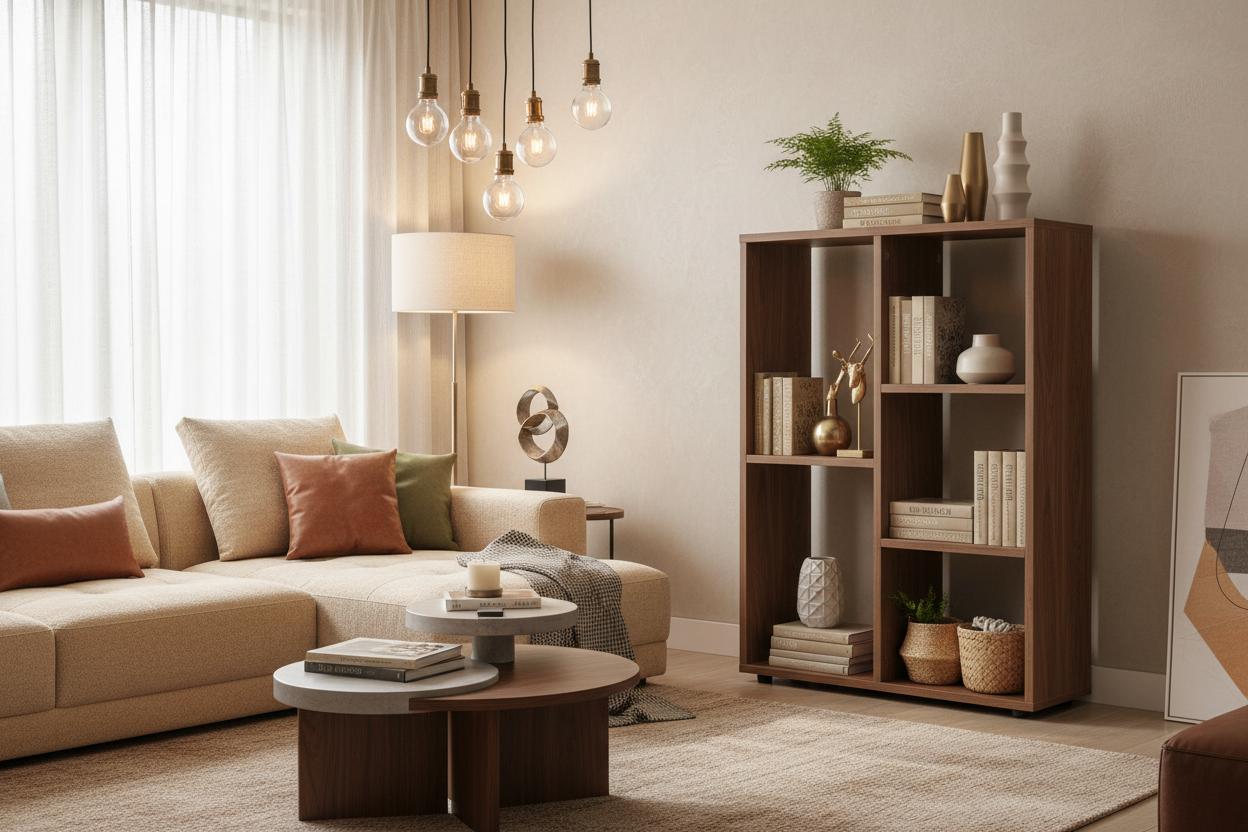 Libreria con 5 Vani a Giorno – Legno Truciolato Marrone – 60×24×H 86 cm