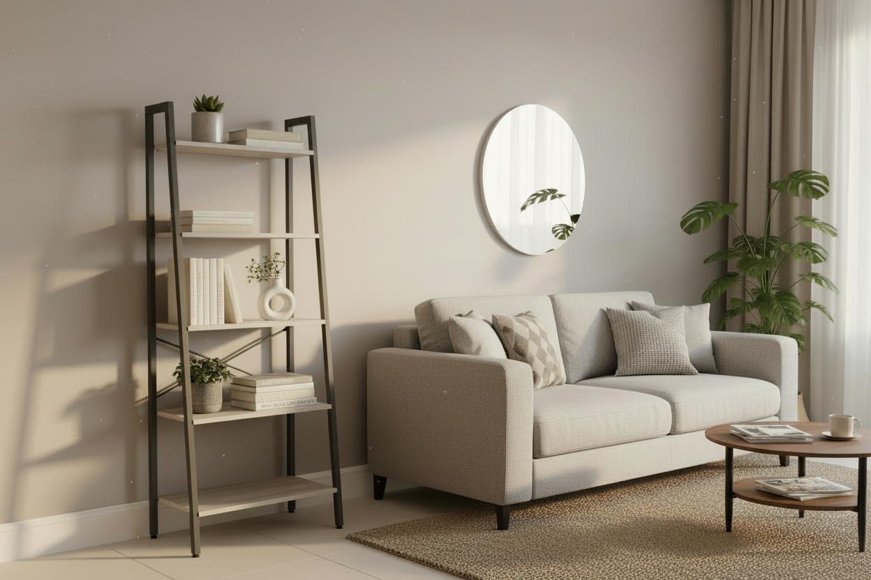 Libreria con 5 Scaffali LILAS – Metallo e Legno – 64×34×H 164 cm