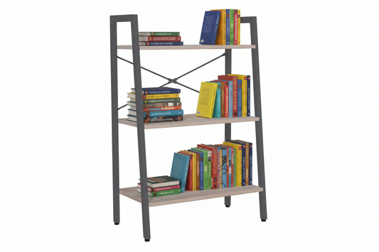 Libreria con 3 Scaffali LILAS – Metallo e Legno – 64×34×H 97 cm