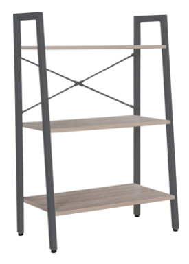 Libreria con 3 Scaffali LILAS – Metallo e Legno – 64×34×H 97 cm
