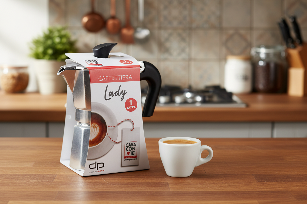 Caffettiera Lady Cravatta Pedrini – 1 tazza e 2 tazze