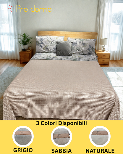 Copriletto Matrimoniale 260x260 cm Dots | Naturale, Sabbia, Grigio