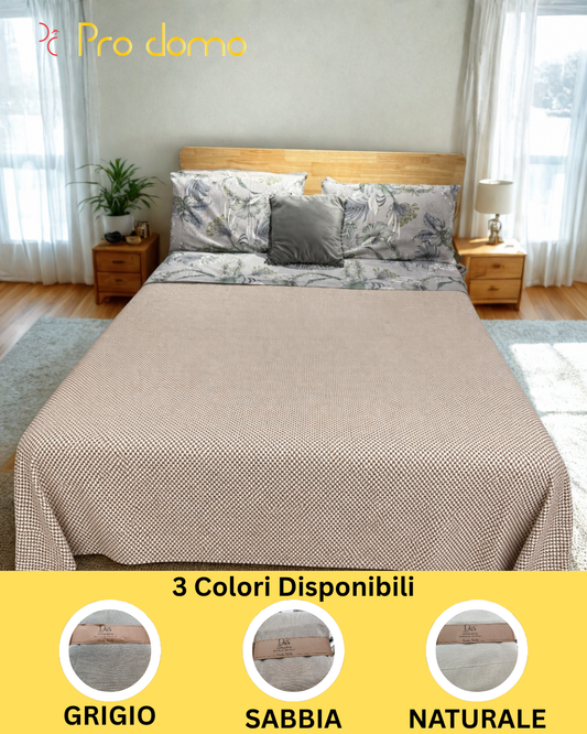 Copriletto Matrimoniale 260x260 cm Dots | Naturale, Sabbia, Grigio