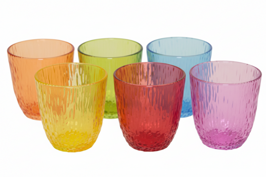 Set 6 Bicchieri Colorati in Vetro FROSTY 300 ml – Resistenti e Decorativi