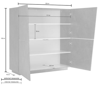 Credenza VEGA alta 120 cm 4 ante push-to-open | Web Furniture