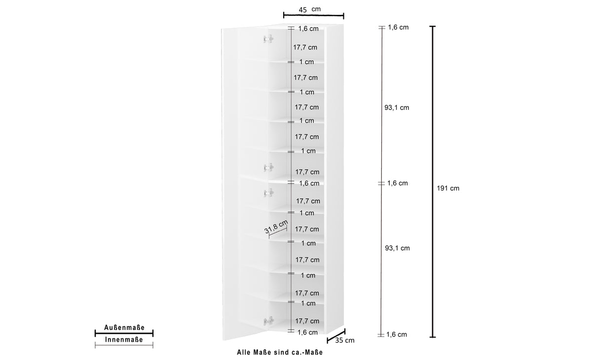 Armadio scarpiera KOMPACT a 1 anta battente | Web Furniture
