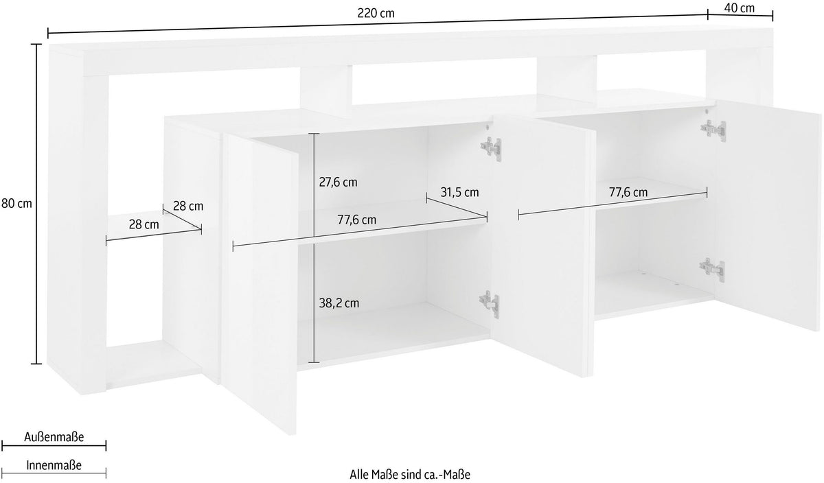 Credenza ESSENTIAL 4 ante da 220 cm | Web Furniture