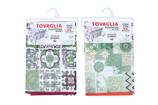 Tovaglia plastificata PVC 120×180 – fantasia – 8 posti – Made in Italy
