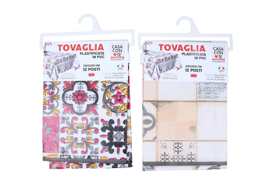 Tovaglia plastificata PVC 120×220 – fantasia – 10 posti – Made in Italy