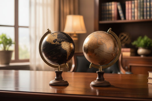 Mappamondo Decorativo con Base in Legno – 2 Misure e 2 Colori