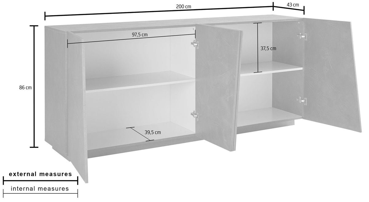 Credenza VEGA 200 cm 4 ante battenti | Web Furniture