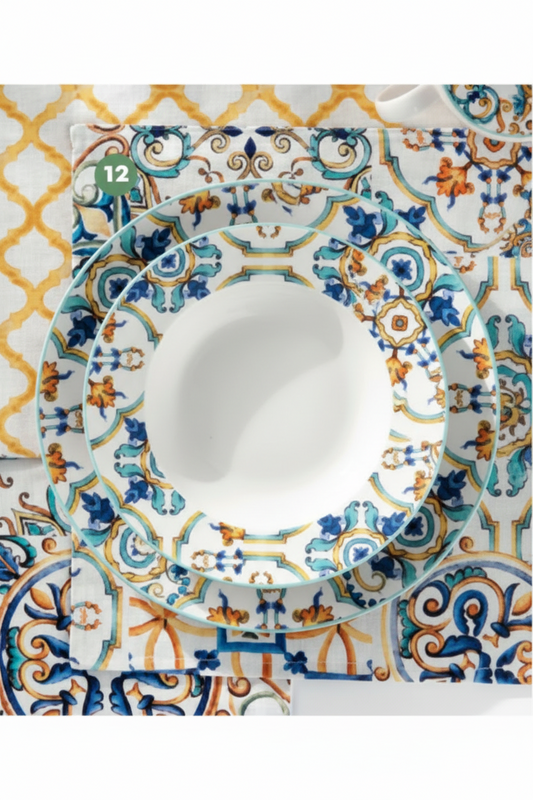 Set 2 Sottopiatti Chain & Rosone 33×48 con Nappine Blu | Stile Mediterraneo | Brandani