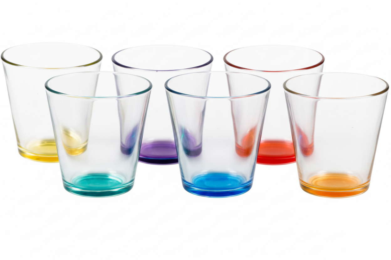 Set 6 Bicchieri Clear 250ml in Vetro con Fondo Colorato – Design Moderno per Tavola