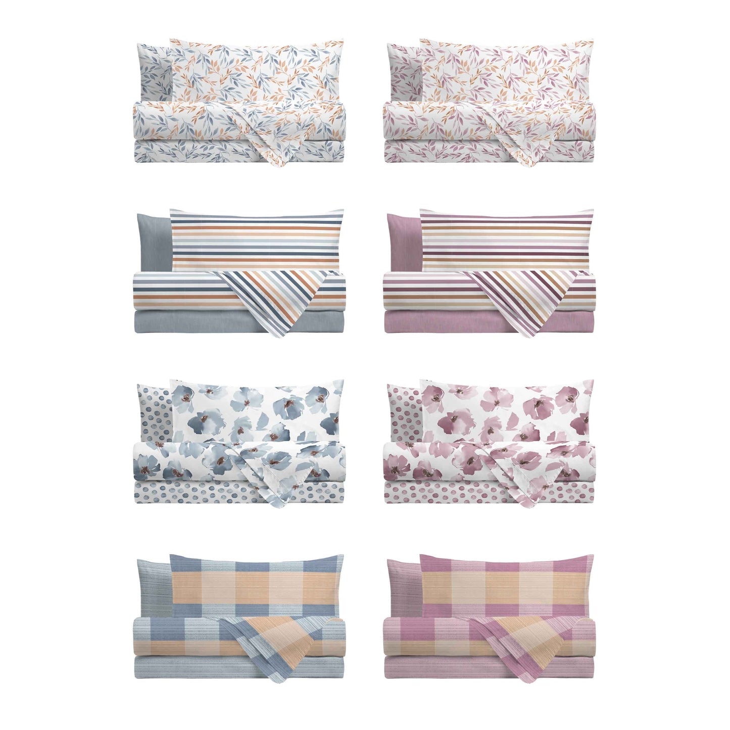 Completo Letto Matrimoniale in Cotone 100% con Stampe Assortite