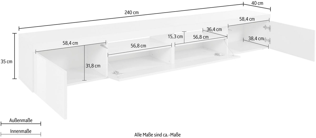 Porta TV ESSENTIAL 240 cm 3 ante a ribalta | Web Furniture
