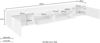 Porta TV ESSENTIAL 240 cm 3 ante a ribalta | Web Furniture
