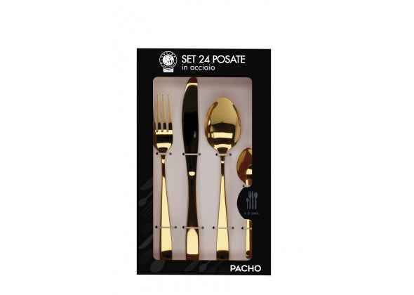 Set posate Pacho oro 24 pezzi in acciaio