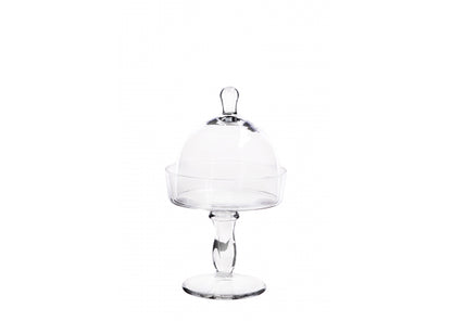 Alzata con Campana in Vetro Trasparente – Cupola con Base Elegante