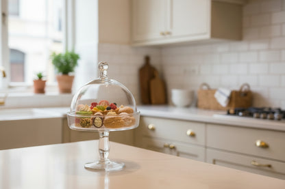 Alzata con Campana in Vetro Trasparente – Cupola con Base Elegante