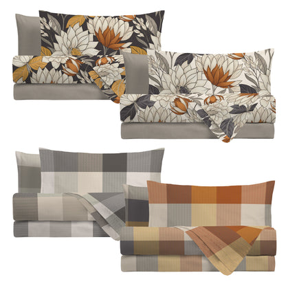 Completo Letto Brandy - 100% Cotone - Colori Autunnali - 2 Design in 2 Varianti - Disponibile 1 Piazza e 1 Piazza e Mezzo