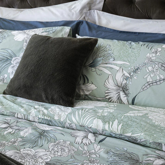 Completo Letto Ellis Absinthe – Singolo, Piazza e Mezza, Matrimoniale (Verde / Grigio)