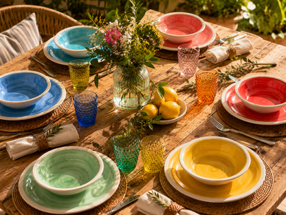 Servizio piatti ceramica 18 pezzi – Set multicolore a posti tavola assortiti