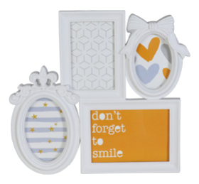 Portafoto 4 Pezzi Isabel Bianco – Cornici Decorative da Tavolo 35,5×38 cm