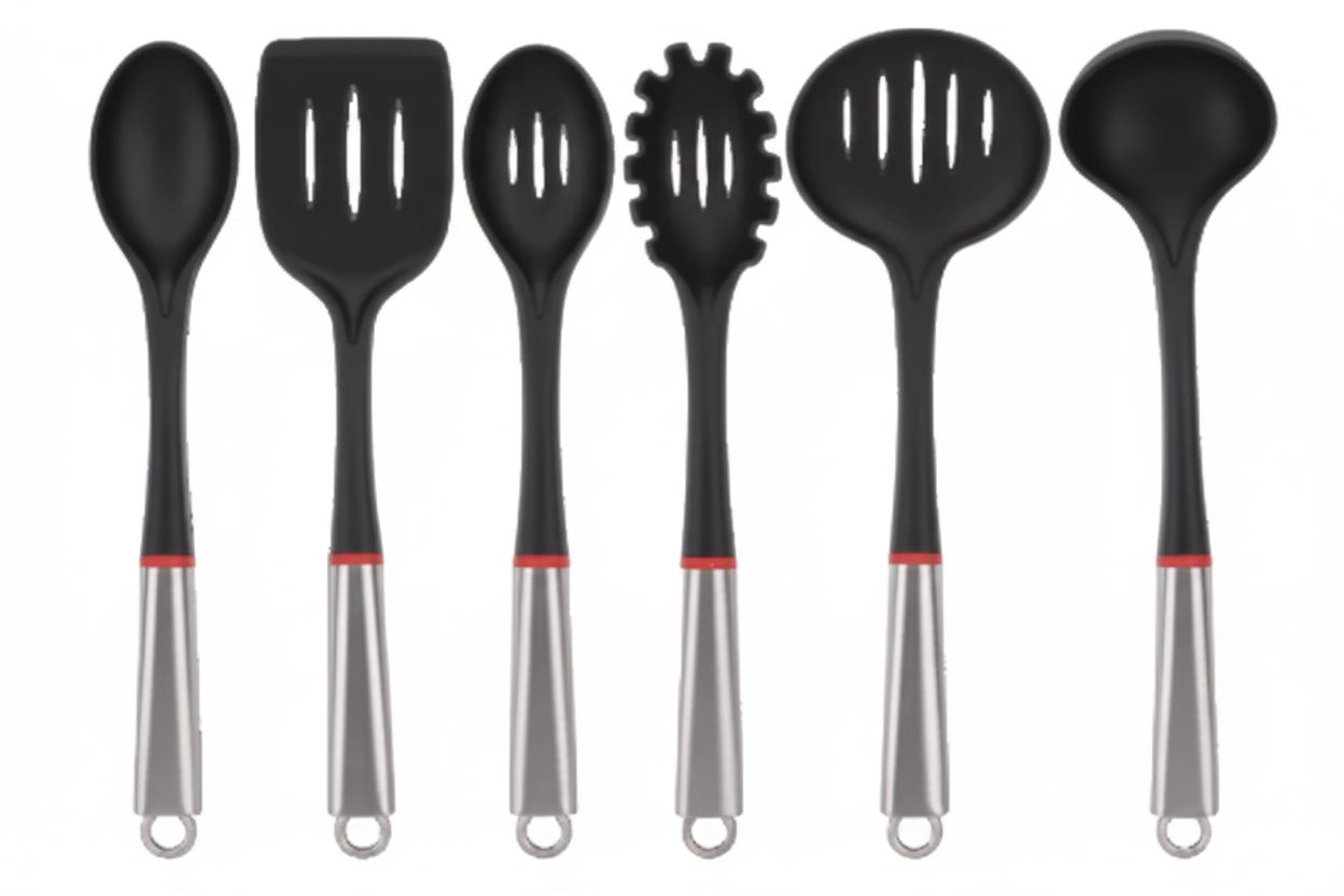 Set Mestolame 6 Pezzi Kitchen World in Nylon e Acciaio | Utensili Cucina Resistenti