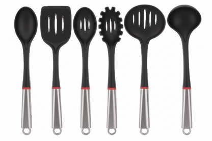 Set Mestolame 6 Pezzi Kitchen World in Nylon e Acciaio | Utensili Cucina Resistenti