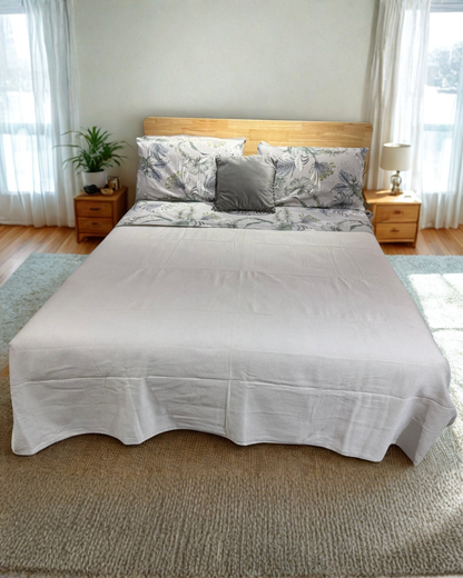 Copriletto Matrimoniale 260x260 cm Dots | Naturale, Sabbia, Grigio