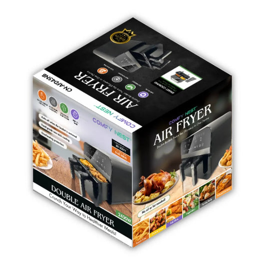 Comfy Nest Friggitrice ad Aria Digitale Doppio Cestello | 2400W 9LT