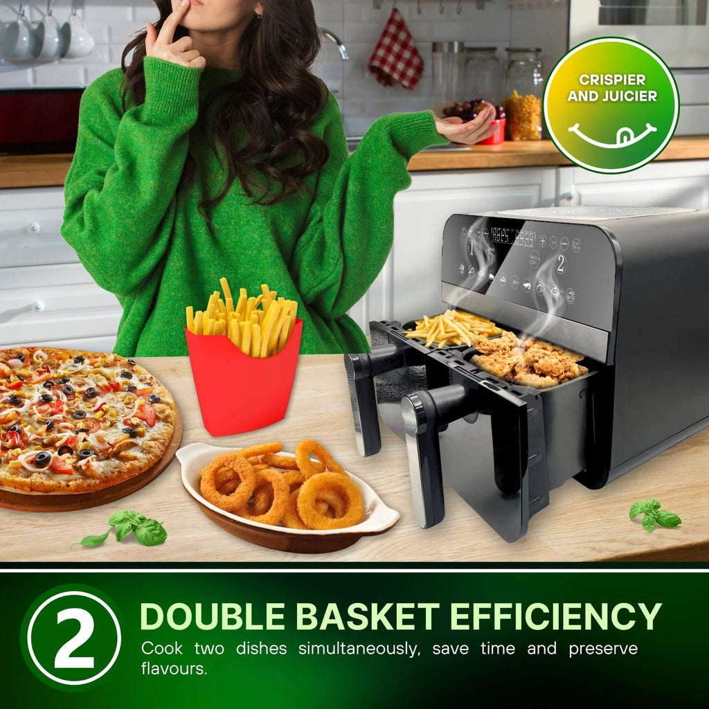 Comfy Nest Friggitrice ad Aria Digitale Doppio Cestello | 2400W 9LT