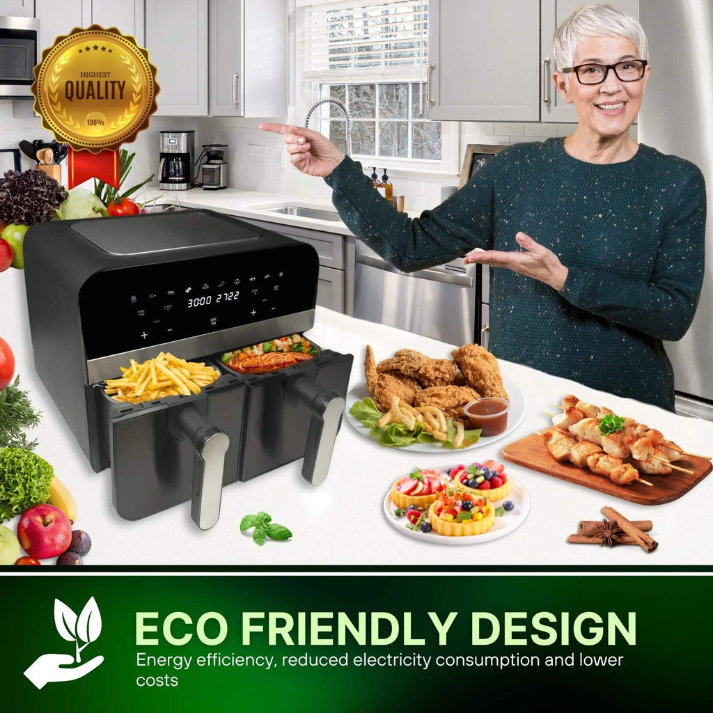 Comfy Nest Friggitrice ad Aria Digitale Doppio Cestello | 2400W 9LT