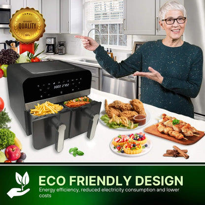 Comfy Nest Friggitrice ad Aria Digitale Doppio Cestello | 2400W 9LT