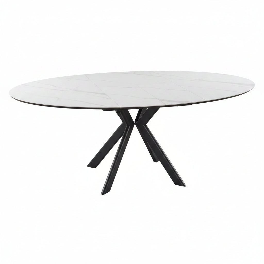 Tavolo rotondo allungabile Coltrane - top ceramica grigio lucido 120-150 cm