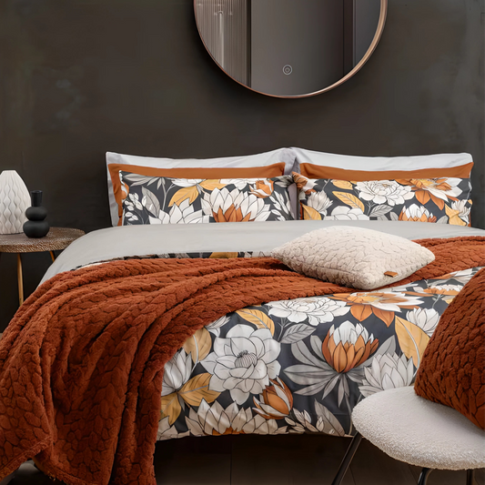 Completo Letto Brandy - 100% Cotone - Colori Autunnali - 2 Design in 2 Varianti - Disponibile 1 Piazza e 1 Piazza e Mezzo