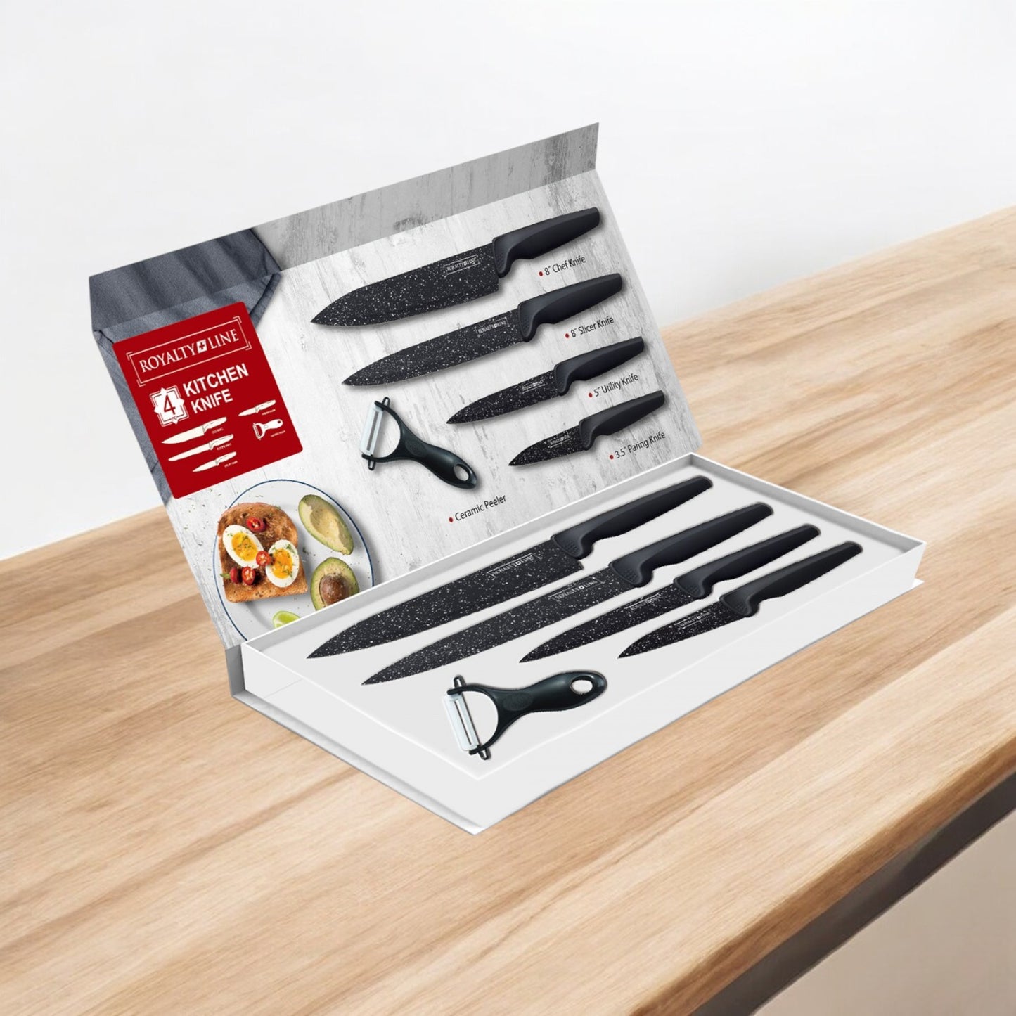 Set Coltelli 4 Pezzi con Rivestimento in Marmo Royalty Line
