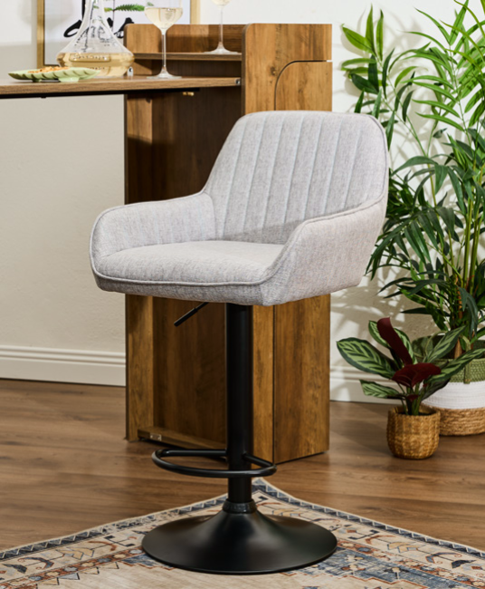 Sgabello da bar Percy regolabile in altezza con seduta in tessuto