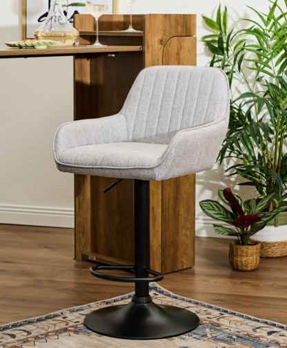 Sgabello da bar Percy regolabile in altezza con seduta in tessuto