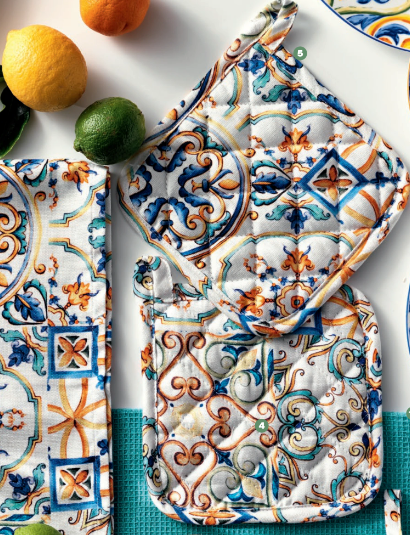 Set 2 Presine Medicea 18×18 in Panama Digitale | Stile Piastrelle Blu Oro | Brandani