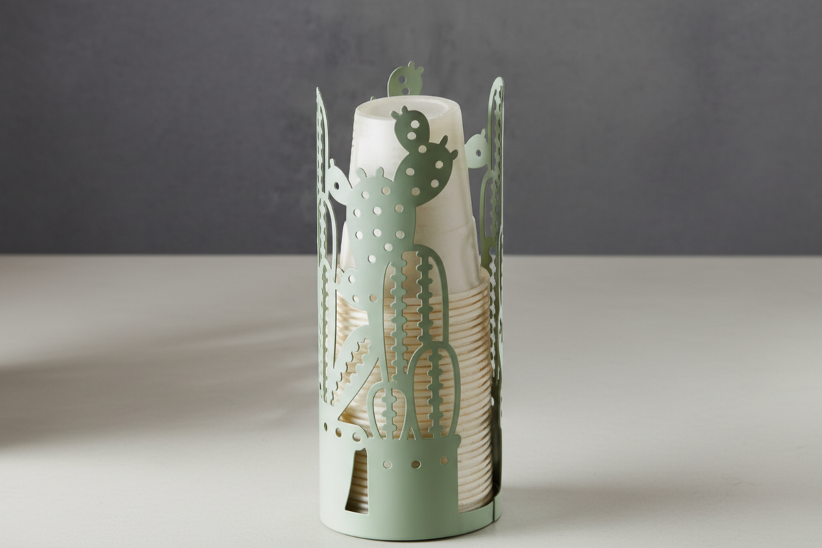Portabicchieri Brandani – Cactus – Verde metal – Ø28×20 cm
