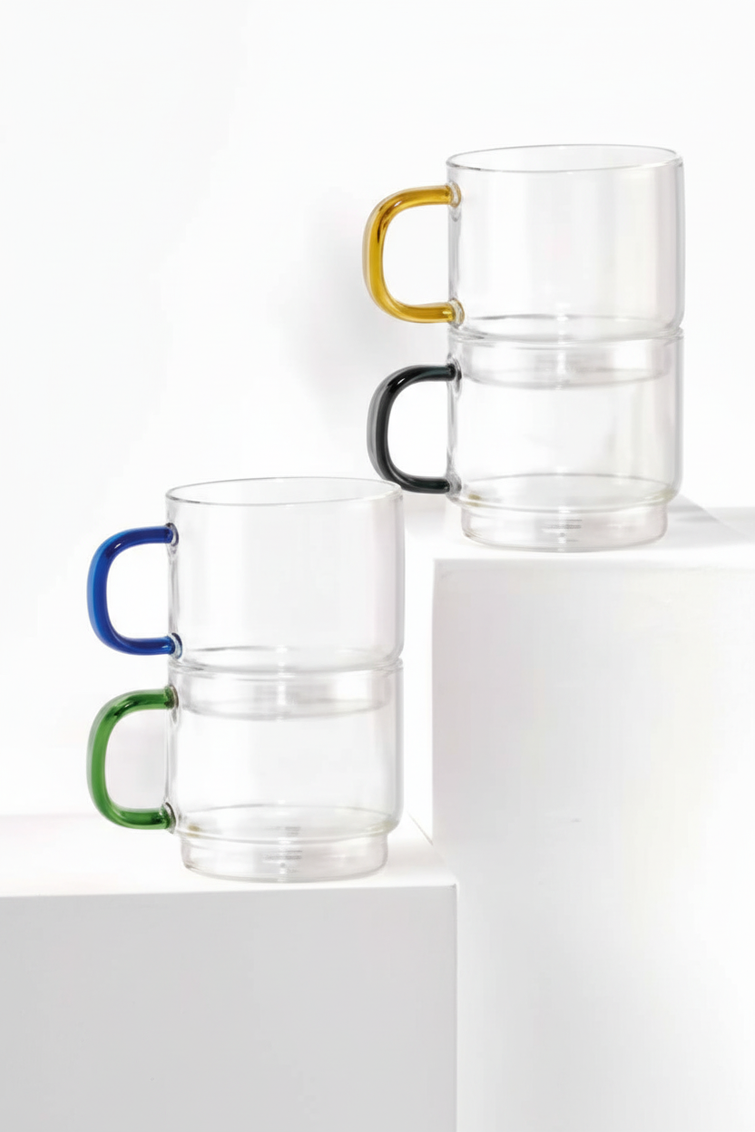 Tazze Impilabili Brandani Bridge Set 4 Pezzi – Mug in Vetro