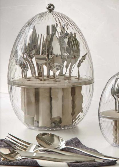 Portaposate ovetto girevole Brandani - abs/pp c/24 pz posate inox