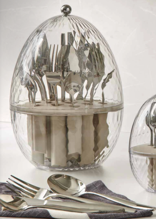 Portaposate ovetto girevole Brandani - abs/pp c/24 pz posate inox