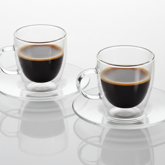 Tazzina caffe double wall glass Brandani - c/piat set 2 pz vetro