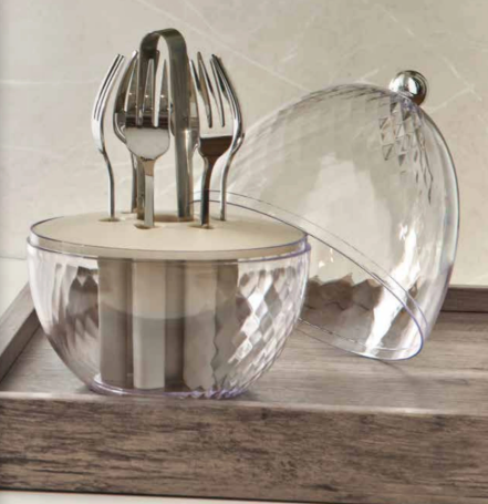 Brandani – Mini ovetto portaforchettine con pinza – ABS/PP – 6 forchettine + pinza inox