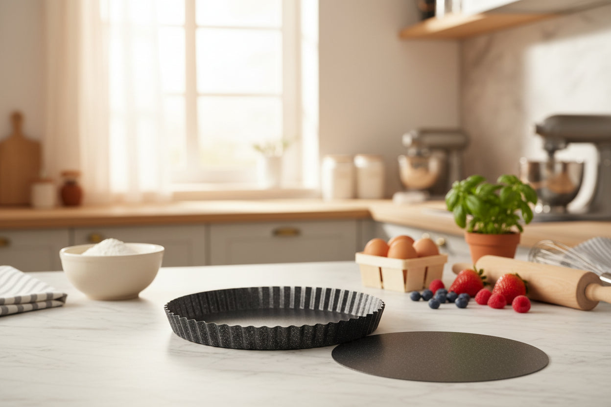 Teglia Rotonda Antiaderente con Fondo Removibile – Acciaio Marmorizzato