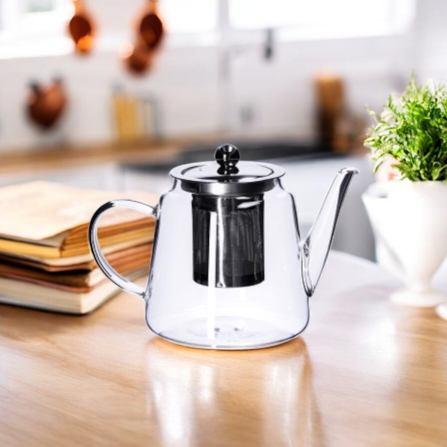 Teiera in Vetro Borosilicato e Acciaio – 800 ml