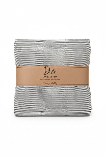 Copriletto Matrimoniale 260x260 cm Dots | Naturale, Sabbia, Grigio