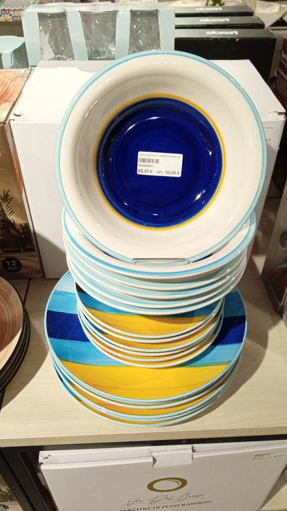 Servizio piatti ceramica Rainbow 18 pezzi – 2 colori